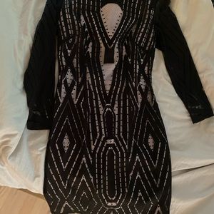 Reiss size 8 black overlay cocktail dress. Worn one time. In excellent condition
